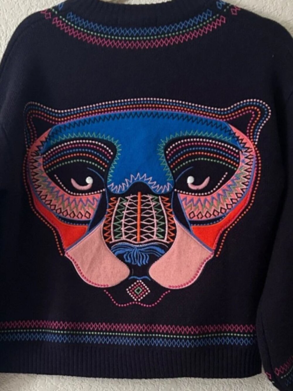 NWT Boden Abi Jacquard Cardigan Navy Blue Size S - Picture 2 of 4